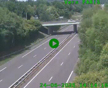 Caméra routière sur l'autoroute A20 au nord de Limoges, à la jonction avec la N520. Vue orientée vers Paris
