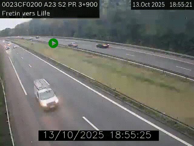 Webcam autoroute A23 à hauteur de Fretin. Vue orientée vers Lille