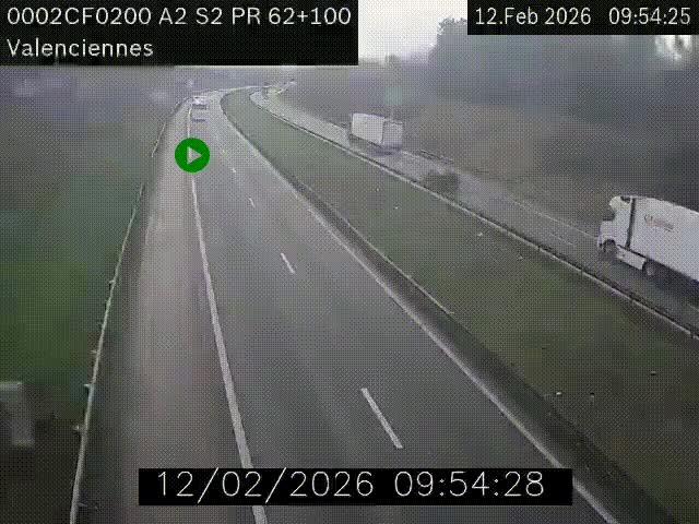 Webcam autoroute A2 à Valenciennes. Vue orientée vers Maubeuge et Mons (Belgique)