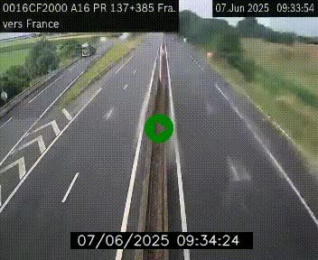 Webcam à la frontière franco-belge au niveau de Bray-Dunes/De-Panne sur l'autoroute A16. Vue orientée vers Calais