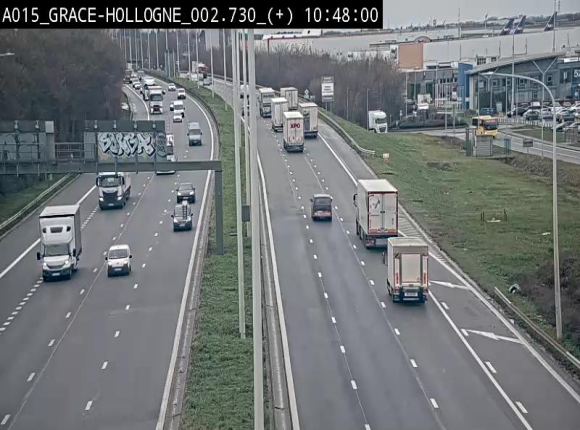 Webcam E42/A15 à Grâce-Hollogne, à proximité de la jonction avec l'A604. Vue orientée vers Namur