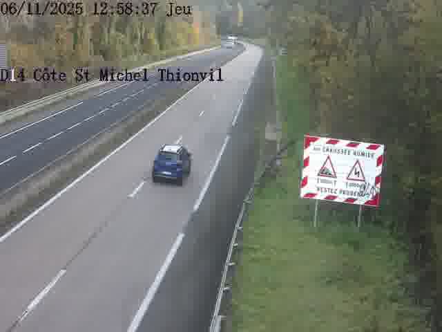 Webcam sur la D14, dans la côte Saint-Michel. Vue orientée vers Thionville