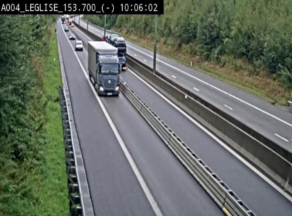 Webcam autoroute A4 (E411-E25) à Léglise, avant la jonction avec la N40. Vue orientée vers Bruxelles
