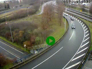 Caméra autoroute à la jonction entre l'A7 et la D301 (Boulevard urbain Sud de Lyon) à Feyzin, au sud de Lyon. Vue orientée vers Mions
