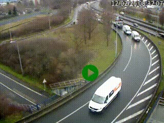 Caméra autoroute à la jonction entre l'A7 et la D301 (Boulevard urbain Sud de Lyon) à Feyzin, au sud de Lyon. Vue orientée vers Mions