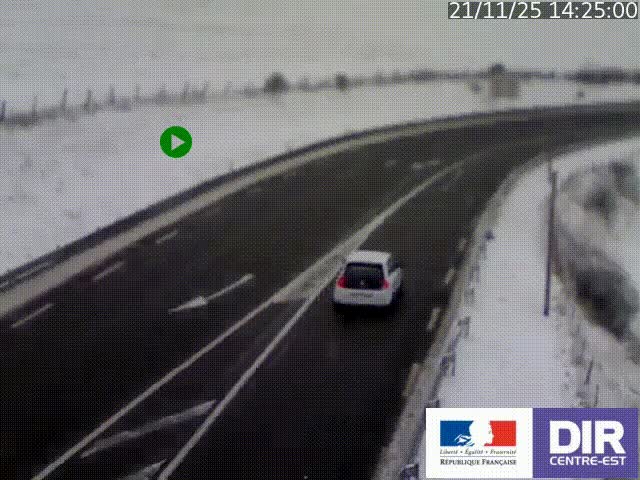 Webcam sur le col Pin Bouchain, vue orientée vers Roanne, en provenance de Lyon sur la nationale 7 (N7)