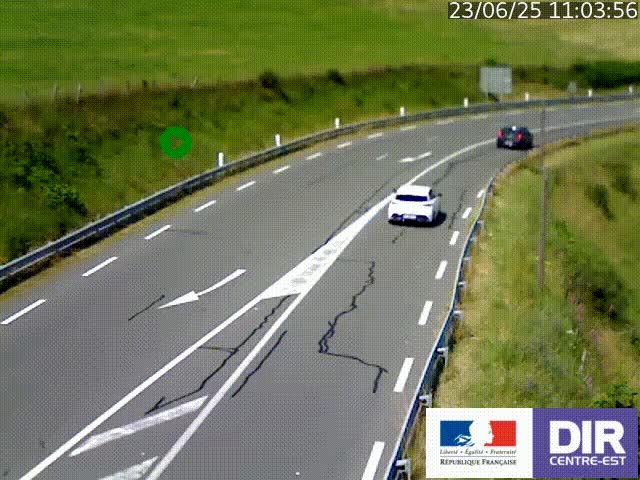 Webcam sur le col Pin Bouchain, vue orientée vers Roanne, en provenance de Lyon sur la nationale 7 (N7)