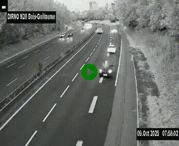 Webcam routière à hauteur de Bois-Guillaume en périphérie de Rouen. Vue orientée vers Rouen