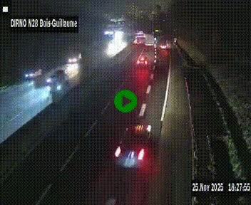 Webcam routière à hauteur de Bois-Guillaume en périphérie de Rouen. Vue orientée vers Rouen