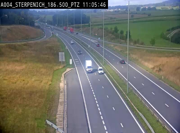 Webcam E411 à Sterpenich en Belgique près de la frontière du Luxembourg. Vue orientée vers Bruxelles