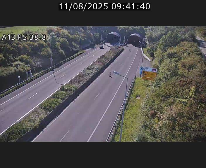 Webcam autoroute A13 à l'entrée ouest du tunnel Markusbierg à Schengen. Vue orientée vers Mondorf-les-Bains