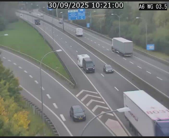Traffic live webcam Luxembourg - Croix de Cessange - A6 - BK 3.5 - direction France/Allemagne