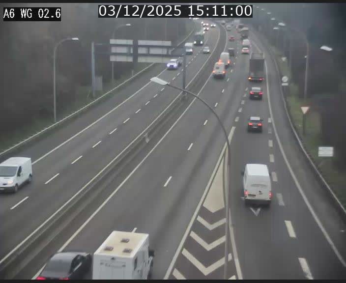 Traffic live webcam Luxembourg Croix de Cessange - A6 - BK 2.6 - direction France/Allemagne