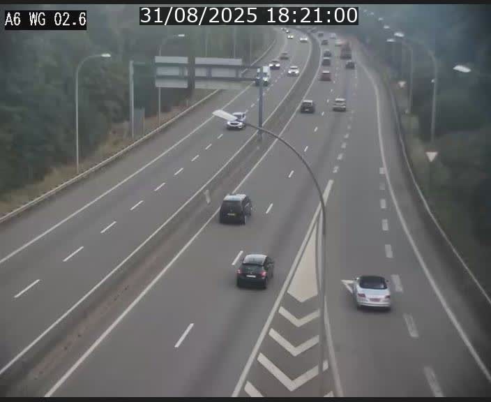 Traffic live webcam Luxembourg Croix de Cessange - A6 - BK 2.6 - direction France/Allemagne