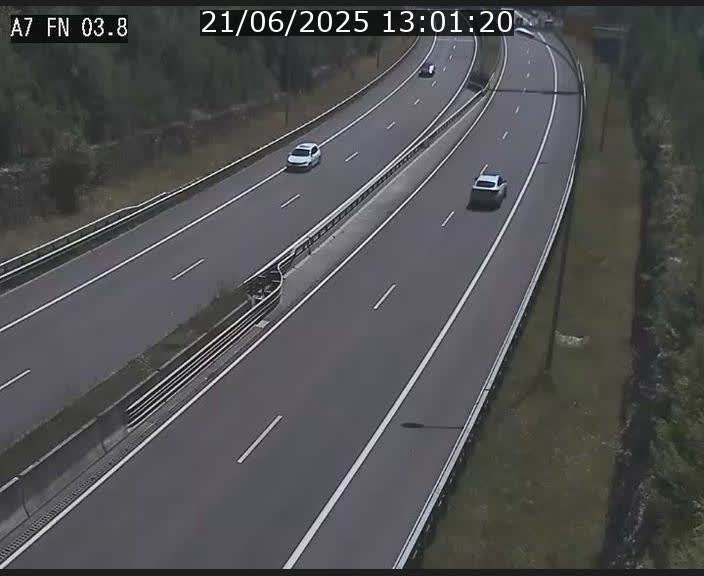 Caméra autoroute Luxembourg A7 - Passage à gibier Rëngelbour - direction Tunnel Stafelter