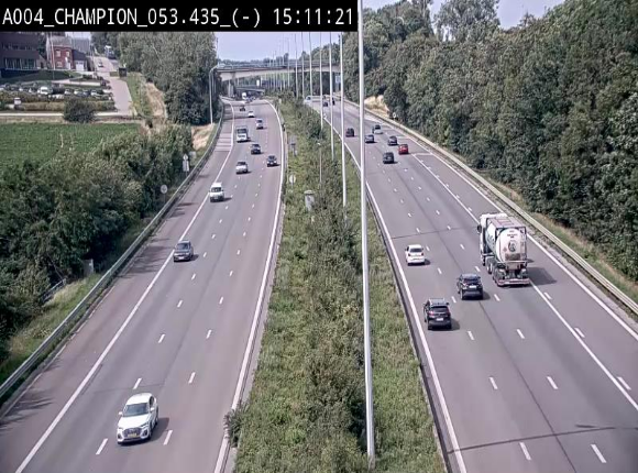 Webcam E411 à Champion, à proximité de Namur. Vue orientée vers Bruxelles