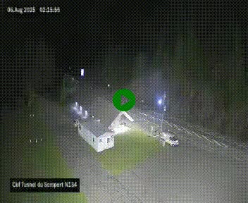 Webcam à l'entrée du tunnel du Somport, côté français, sur la N134, dans les Pyrénées, en direction de l'Espagne, à 1116 mètres d'altitude