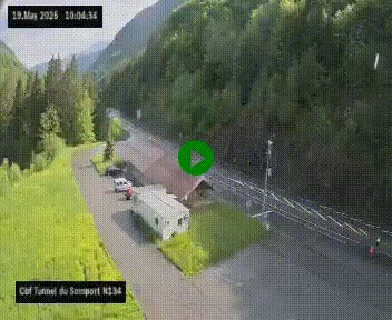 Webcam à l'entrée du tunnel du Somport, côté français, sur la N134, dans les Pyrénées, en direction de l'Espagne, à 1116 mètres d'altitude