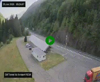 Webcam à l'entrée du tunnel du Somport, côté français, sur la N134, dans les Pyrénées, en direction de l'Espagne, à 1116 mètres d'altitude