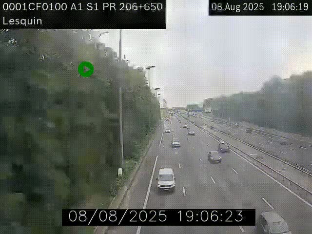 Webcam autoroute A1 à hauteur de Lesquin. Vue orientée vers Lille