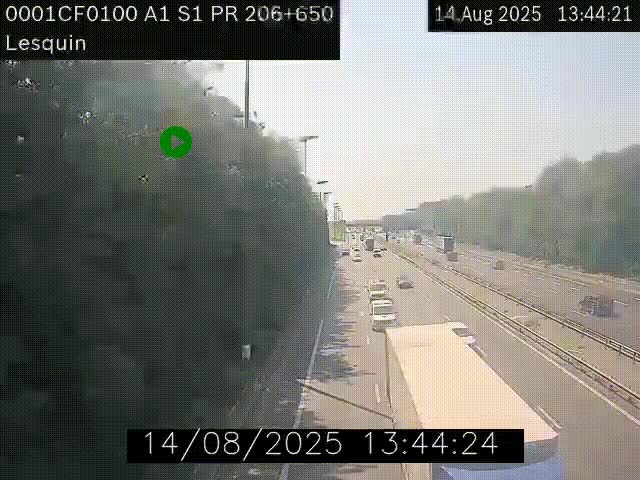 Webcam autoroute A1 à hauteur de Lesquin. Vue orientée vers Lille