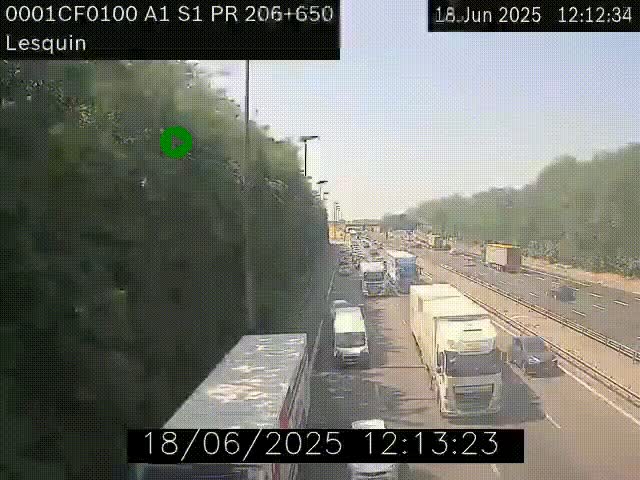 Webcam autoroute A1 à hauteur de Lesquin. Vue orientée vers Lille