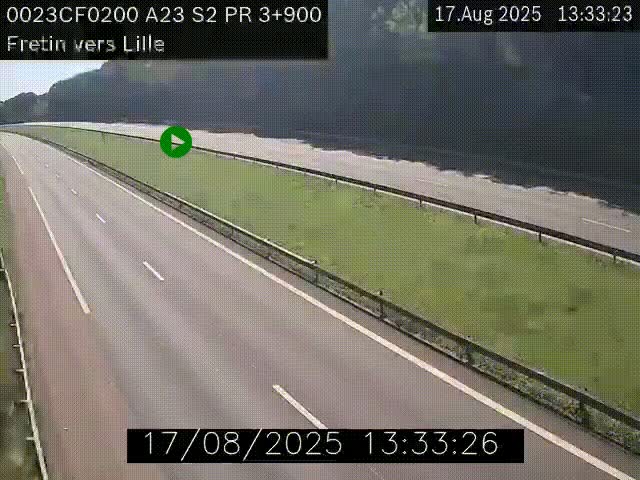 Webcam autoroute A23 à hauteur de Fretin. Vue orientée vers Lille