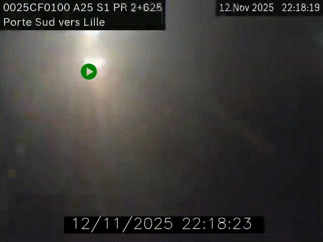 Webcam autoroute A25 sur le périphérique de Lille à hauteur de Lille-Sud et la sortie 3 Faches-Thumesnil. Vue orientée vers Lille-Centre.