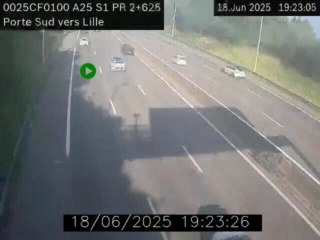 Webcam autoroute A25 sur le périphérique de Lille à hauteur de Lille-Sud et la sortie 3 Faches-Thumesnil. Vue orientée vers Lille-Centre.