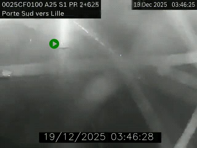 Webcam autoroute A25 sur le périphérique de Lille à hauteur de Lille-Sud et la sortie 3 Faches-Thumesnil. Vue orientée vers Lille-Centre.
