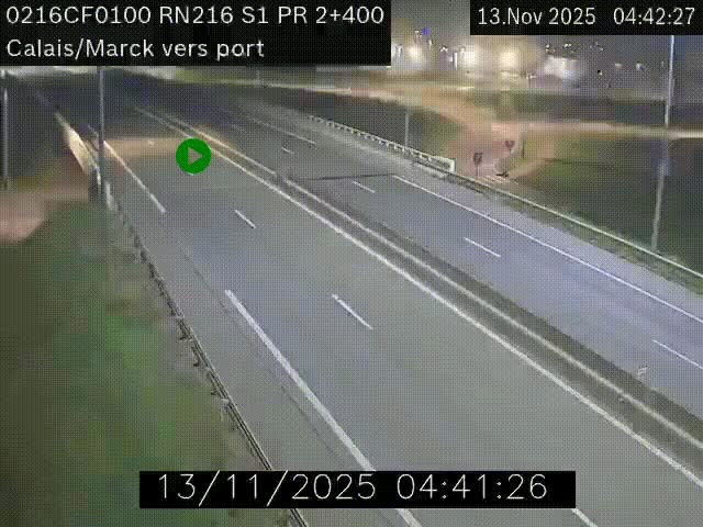 Webcam à Calais sur A216 (N216) en direction du port (harbour) de Calais.