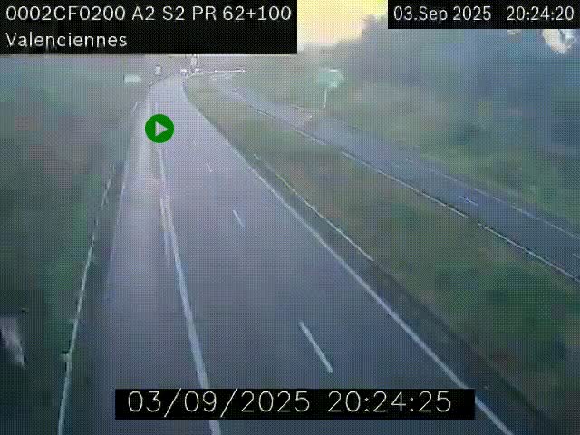 Webcam autoroute A2 à Valenciennes. Vue orientée vers Maubeuge et Mons (Belgique)
