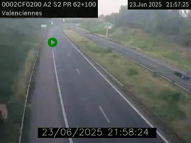 Webcam autoroute A2 à Valenciennes. Vue orientée vers Maubeuge et Mons (Belgique)