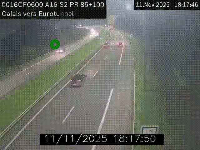 Webcam A16 à Calais en direction du Tunnel sous la Manche (Eurotunnel)