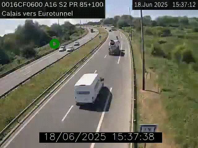 Webcam A16 à Calais en direction du Tunnel sous la Manche (Eurotunnel)
