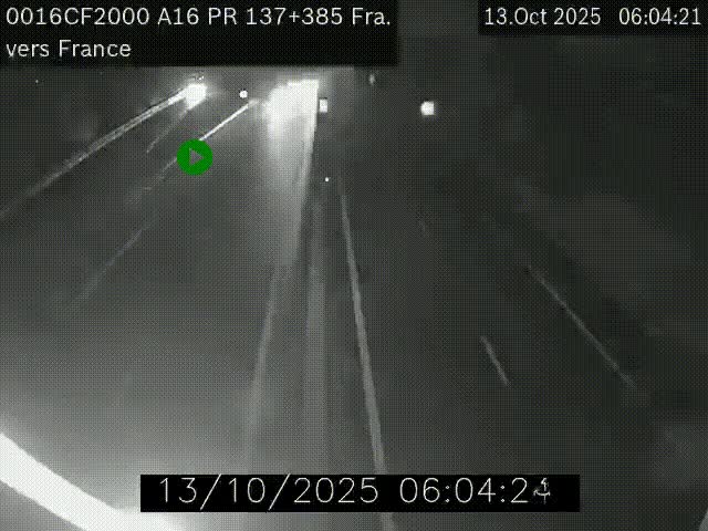 Webcam à la frontière franco-belge au niveau de Bray-Dunes/De-Panne sur l'autoroute A16. Vue orientée vers Calais