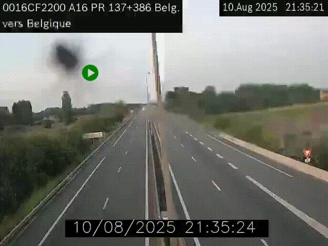 Webcam à la frontière franco-belge au niveau de Bray-Dunes/De-Panne sur l'autoroute A16. Vue orientée vers la Belgique