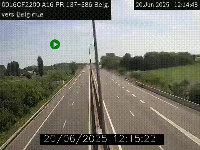 Webcam à la frontière franco-belge au niveau de Bray-Dunes/De-Panne sur l'autoroute A16. Vue orientée vers la Belgique