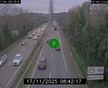 Webcam sur la N165 après le Pont de l'Iroise, à l'entrée de Brest