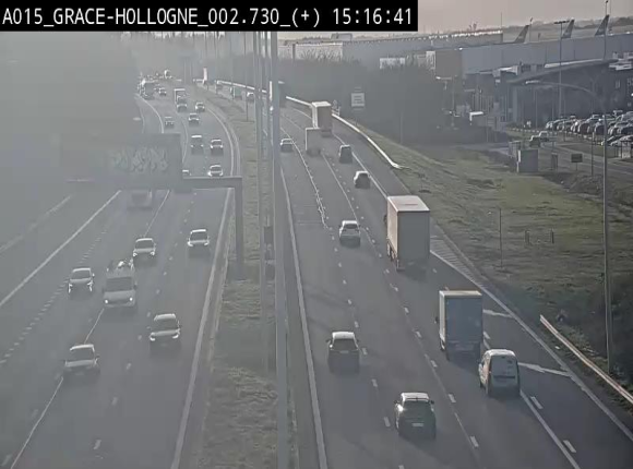 Webcam E42/A15 à Grâce-Hollogne, à proximité de la jonction avec l'A604. Vue orientée vers Namur