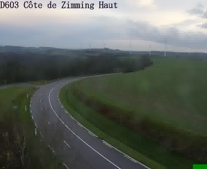 Webcam sur la D603 située en haut de la Côte de Zimming. Vue orientée vers Saint-Avold.