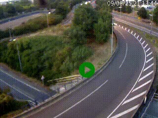 Caméra autoroute à la jonction entre l'A7 et la D301 (Boulevard urbain Sud de Lyon) à Feyzin, au sud de Lyon. Vue orientée vers Mions