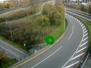 Caméra autoroute à la jonction entre l'A7 et la D301 (Boulevard urbain Sud de Lyon) à Feyzin, au sud de Lyon. Vue orientée vers Mions