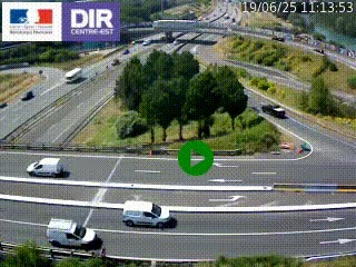 Webcam traffic à Grenoble-sud sur l'autoroute A480. Vue orientée vers l'entrée et la sortie de Grenoble