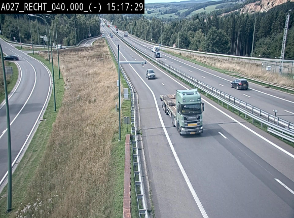 Webcam A27/E42 à hauteur de la sortie 13 Recht à proximité de Malmedy. Vue orientée vers Malmedy et Liège