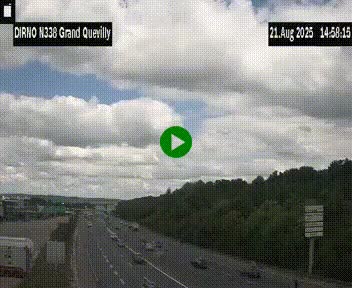 Webcam routière sur N338 à hauteur de Grand-Quevilly en périphérie de Rouen. Vue orientée vers Rouen