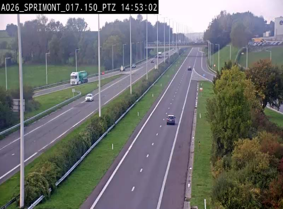 Webcam A26 (E25) à Sprimont, sur l'autoroute entre Liège et Arlon. Vue orientée vers le Luxembourg