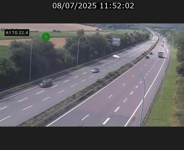 Traffic live webcam Luxembourg Flaxweiler - A1 direction Luxembourg - BK 22.4