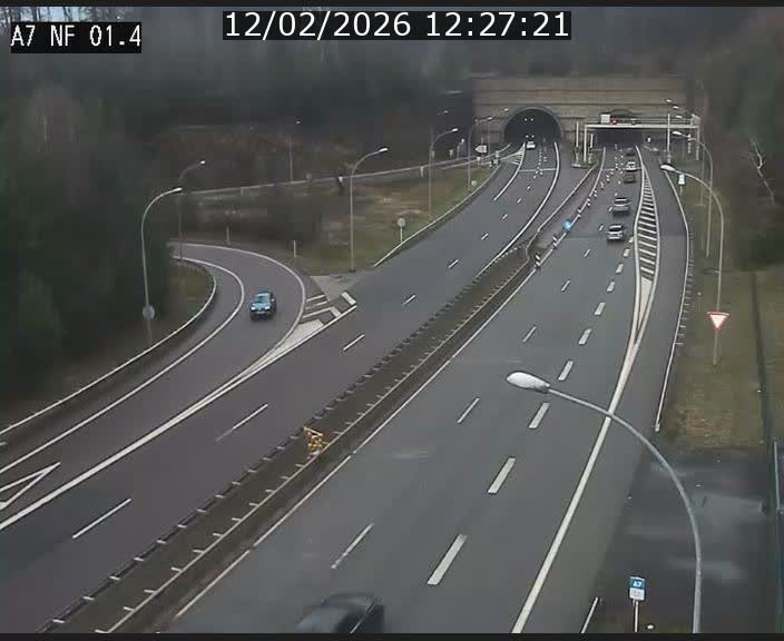 Caméra autoroute Luxembourg A7 - Echangeur Waldhaff - direction Tunnel Stafelter
