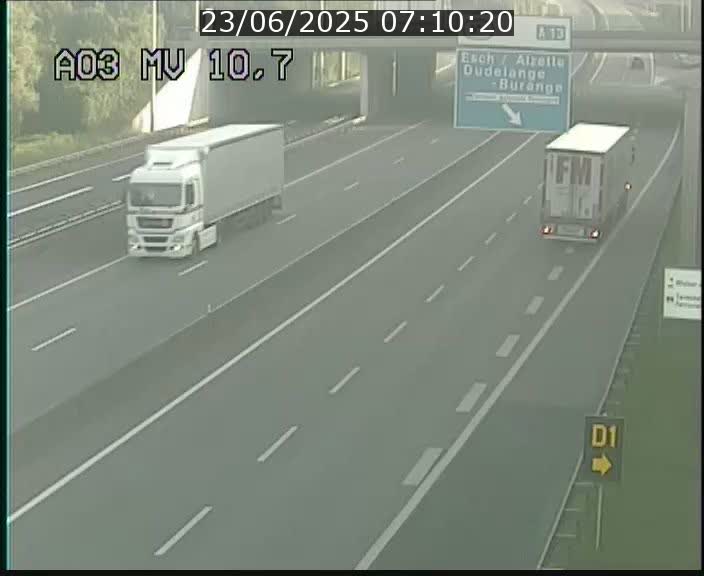 Traffic live webcam Luxembourg Croix de Bettembourg - A3 - BK 10.7 - direction France